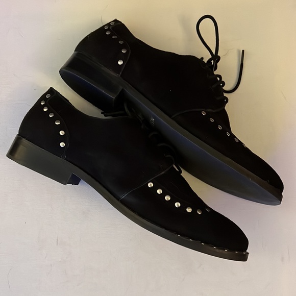 Musse & Cloud Black Flat Lace Up with Studded Trim. Worn once. - Picture 4 of 9